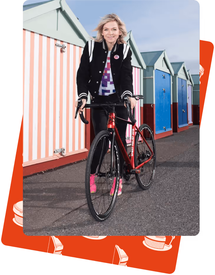 Zoe Ball riding a bike